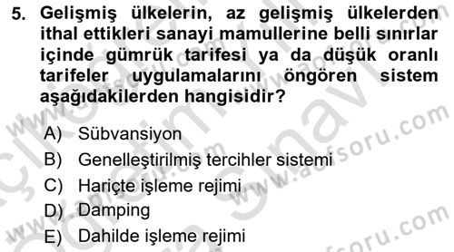 Avrupa Birliği ve Türkiye İlişkileri Dersi 2021 - 2022 Yılı (Vize) Ara Sınav Soruları 5. Soru