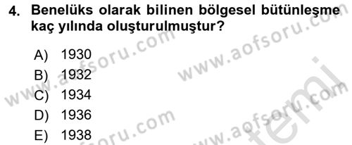 Avrupa Birliği ve Türkiye İlişkileri Dersi 2022 - 2023 Yılı Yaz Okulu Sınavı 4. Soru