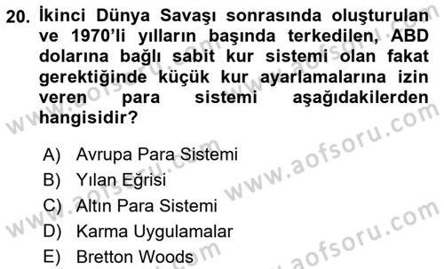 Avrupa Birliği ve Türkiye İlişkileri Dersi 2023 - 2024 Yılı (Final) Dönem Sonu Sınav Soruları 20. Soru
