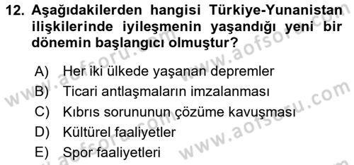 Avrupa Birliği ve Türkiye İlişkileri Dersi 2025 - 2026 Yılı (Vize) Ara Sınav Soruları 12. Soru