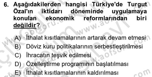 Avrupa Birliği ve Türkiye İlişkileri Dersi 2025 - 2026 Yılı (Vize) Ara Sınav Soruları 6. Soru