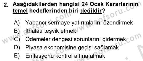 Avrupa Birliği ve Türkiye İlişkileri Dersi 2025 - 2026 Yılı Yaz Okulu Sınav Soruları 2. Soru