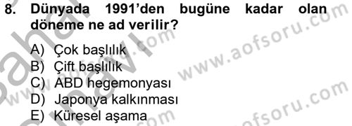 Ekonominin Güncel Sorunları Dersi 2012 - 2013 Yılı (Vize) Ara Sınav Soruları 8. Soru