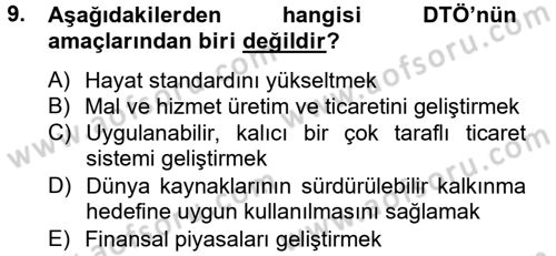 Ekonominin Güncel Sorunları Dersi 2012 - 2013 Yılı (Vize) Ara Sınav Soruları 9. Soru
