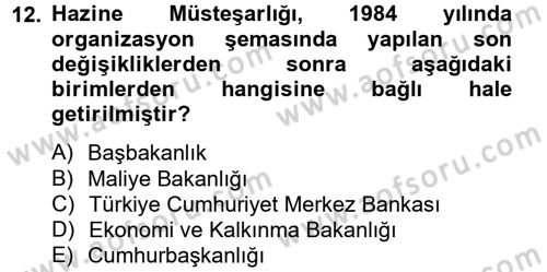 Ekonominin Güncel Sorunları Dersi 2012 - 2013 Yılı (Final) Dönem Sonu Sınav Soruları 12. Soru