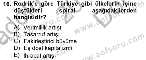 Ekonominin Güncel Sorunları Dersi 2012 - 2013 Yılı (Final) Dönem Sonu Sınav Soruları 16. Soru