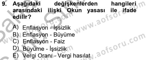 Ekonominin Güncel Sorunları Dersi 2012 - 2013 Yılı (Final) Dönem Sonu Sınav Soruları 9. Soru