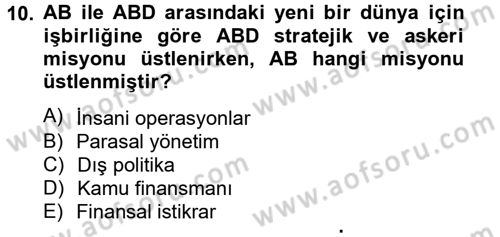 Ekonominin Güncel Sorunları Dersi 2013 - 2014 Yılı (Vize) Ara Sınavı 10. Soru