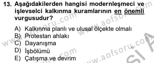 Ekonominin Güncel Sorunları Dersi 2013 - 2014 Yılı (Vize) Ara Sınav Soruları 13. Soru