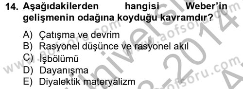 Ekonominin Güncel Sorunları Dersi 2013 - 2014 Yılı (Vize) Ara Sınav Soruları 14. Soru