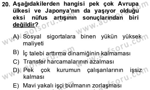 Ekonominin Güncel Sorunları Dersi 2013 - 2014 Yılı (Vize) Ara Sınav Soruları 20. Soru