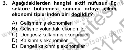 Ekonominin Güncel Sorunları Dersi 2013 - 2014 Yılı (Vize) Ara Sınav Soruları 3. Soru
