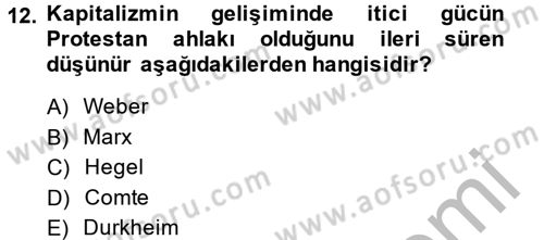 Ekonominin Güncel Sorunları Dersi 2014 - 2015 Yılı (Vize) Ara Sınavı 12. Soru