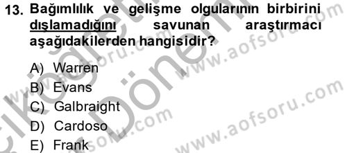 Ekonominin Güncel Sorunları Dersi 2014 - 2015 Yılı (Vize) Ara Sınavı 13. Soru