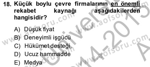 Ekonominin Güncel Sorunları Dersi 2014 - 2015 Yılı (Vize) Ara Sınavı 18. Soru