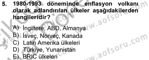 Ekonominin Güncel Sorunları Dersi 2014 - 2015 Yılı (Vize) Ara Sınavı 5. Soru