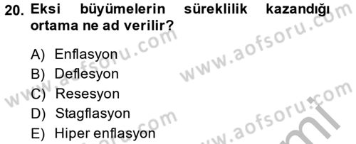 Ekonominin Güncel Sorunları Dersi 2014 - 2015 Yılı (Final) Dönem Sonu Sınav Soruları 20. Soru