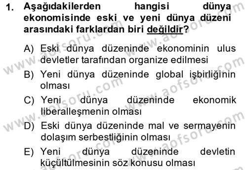 Ekonominin Güncel Sorunları Dersi 2014 - 2015 Yılı Tek Ders Sınavı 1. Soru