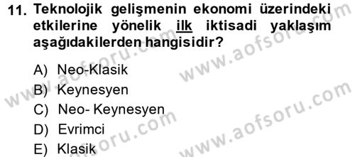 Ekonominin Güncel Sorunları Dersi 2014 - 2015 Yılı Tek Ders Sınavı 11. Soru