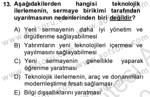 Ekonominin Güncel Sorunları Dersi 2014 - 2015 Yılı Tek Ders Sınavı 13. Soru