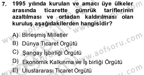 Ekonominin Güncel Sorunları Dersi 2014 - 2015 Yılı Tek Ders Sınavı 7. Soru