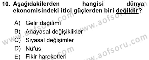 Ekonominin Güncel Sorunları Dersi 2015 - 2016 Yılı (Vize) Ara Sınav Soruları 10. Soru