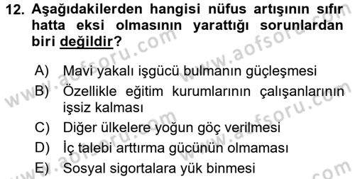 Ekonominin Güncel Sorunları Dersi 2015 - 2016 Yılı (Vize) Ara Sınav Soruları 12. Soru