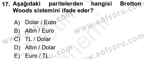 Ekonominin Güncel Sorunları Dersi 2015 - 2016 Yılı (Vize) Ara Sınav Soruları 17. Soru