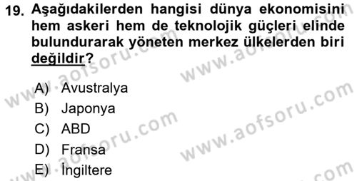 Ekonominin Güncel Sorunları Dersi 2015 - 2016 Yılı (Vize) Ara Sınav Soruları 19. Soru