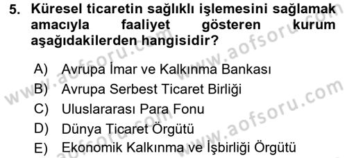 Ekonominin Güncel Sorunları Dersi 2015 - 2016 Yılı (Vize) Ara Sınav Soruları 5. Soru