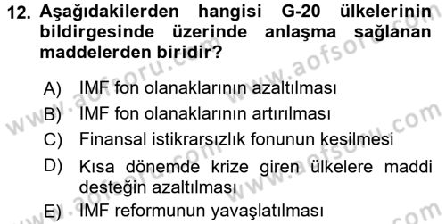 Ekonominin Güncel Sorunları Dersi 2015 - 2016 Yılı Tek Ders Sınav Soruları 12. Soru