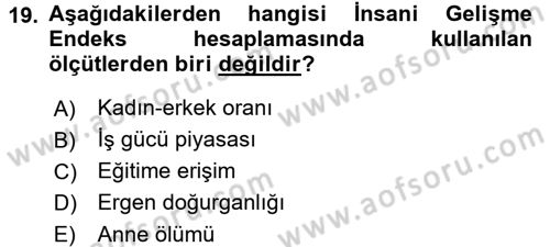 Ekonominin Güncel Sorunları Dersi 2015 - 2016 Yılı Tek Ders Sınav Soruları 19. Soru