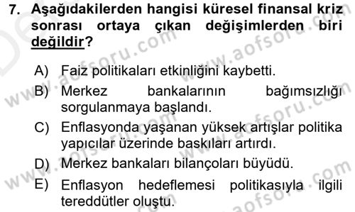 Ekonominin Güncel Sorunları Dersi 2015 - 2016 Yılı Tek Ders Sınav Soruları 7. Soru