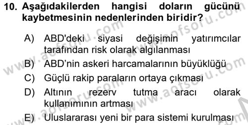 Ekonominin Güncel Sorunları Dersi 2016 - 2017 Yılı 3 Ders Sınavı 10. Soru