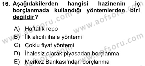 Ekonominin Güncel Sorunları Dersi 2016 - 2017 Yılı 3 Ders Sınavı 16. Soru