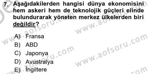 Ekonominin Güncel Sorunları Dersi 2016 - 2017 Yılı 3 Ders Sınavı 7. Soru