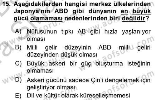 Ekonominin Güncel Sorunları Dersi 2016 - 2017 Yılı (Vize) Ara Sınav Soruları 15. Soru