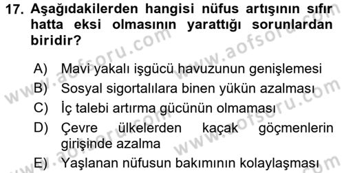Ekonominin Güncel Sorunları Dersi 2016 - 2017 Yılı (Vize) Ara Sınav Soruları 17. Soru