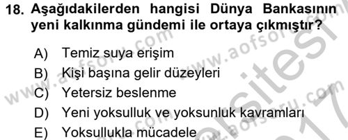 Ekonominin Güncel Sorunları Dersi 2016 - 2017 Yılı (Vize) Ara Sınav Soruları 18. Soru