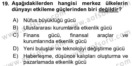 Ekonominin Güncel Sorunları Dersi 2016 - 2017 Yılı (Vize) Ara Sınav Soruları 19. Soru