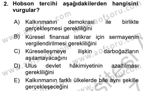 Ekonominin Güncel Sorunları Dersi 2016 - 2017 Yılı (Vize) Ara Sınav Soruları 2. Soru