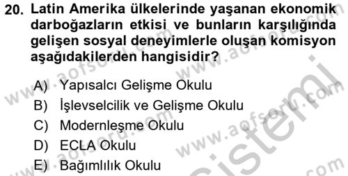 Ekonominin Güncel Sorunları Dersi 2016 - 2017 Yılı (Vize) Ara Sınav Soruları 20. Soru