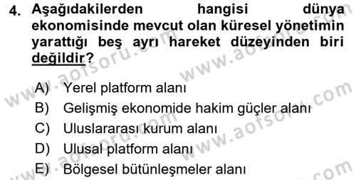 Ekonominin Güncel Sorunları Dersi 2016 - 2017 Yılı (Vize) Ara Sınav Soruları 4. Soru