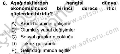 Ekonominin Güncel Sorunları Dersi 2016 - 2017 Yılı (Vize) Ara Sınav Soruları 6. Soru