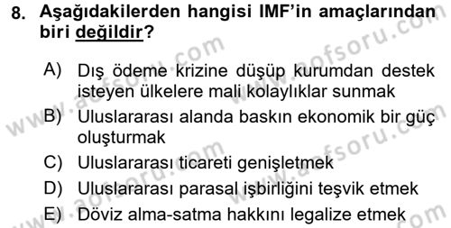 Ekonominin Güncel Sorunları Dersi 2016 - 2017 Yılı (Vize) Ara Sınav Soruları 8. Soru