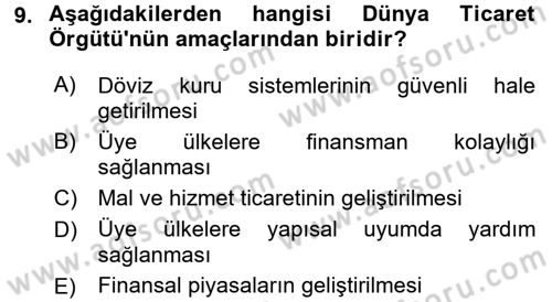 Ekonominin Güncel Sorunları Dersi 2016 - 2017 Yılı (Vize) Ara Sınav Soruları 9. Soru