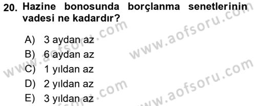 Ekonominin Güncel Sorunları Dersi 2016 - 2017 Yılı (Final) Dönem Sonu Sınavı 20. Soru