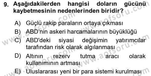 Ekonominin Güncel Sorunları Dersi 2017 - 2018 Yılı 3 Ders Sınav Soruları 9. Soru