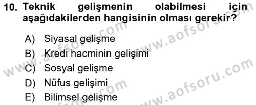 Ekonominin Güncel Sorunları Dersi 2017 - 2018 Yılı (Vize) Ara Sınav Soruları 10. Soru