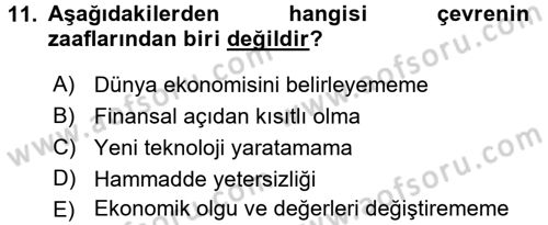 Ekonominin Güncel Sorunları Dersi 2017 - 2018 Yılı (Vize) Ara Sınav Soruları 11. Soru